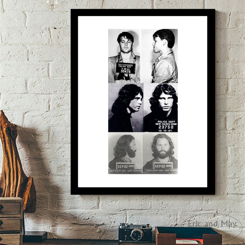 Jim Morrison Mugshots - 14 x 18, reproduction encadrée