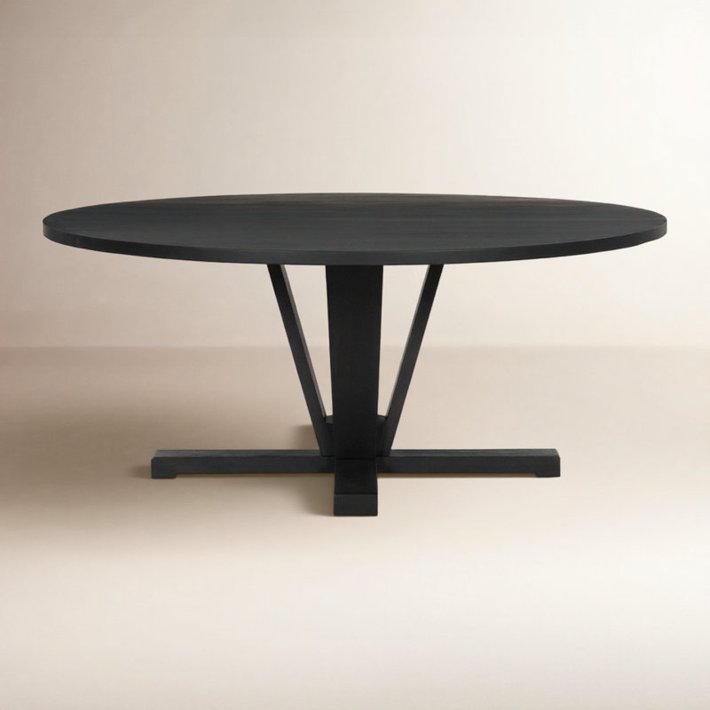 Darryn Round Solid Wood Dining Table, 30" H x 72" W x 72" L, Black