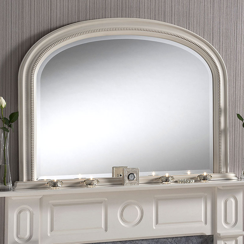 Burcham Arched Overmantle Wall Mounted Accent Mirror, Ivory