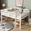 Lit mezzanine double en bois d'hévéa avec échelle, blanc-337727837