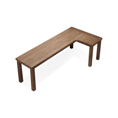 Bureau d'écriture en L en bois massif brun noisette