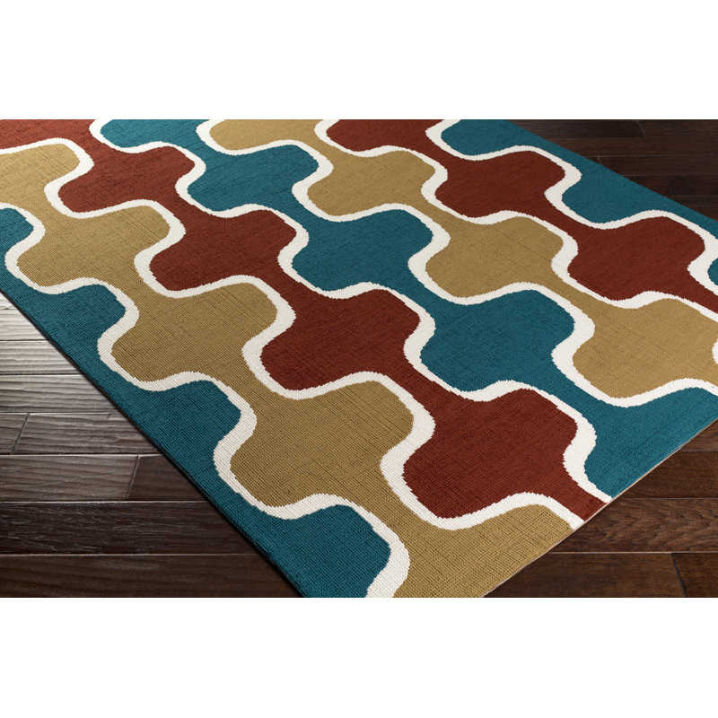 Zack Brown/Red/Blue Area Rug, Rectangle 2' x 3'