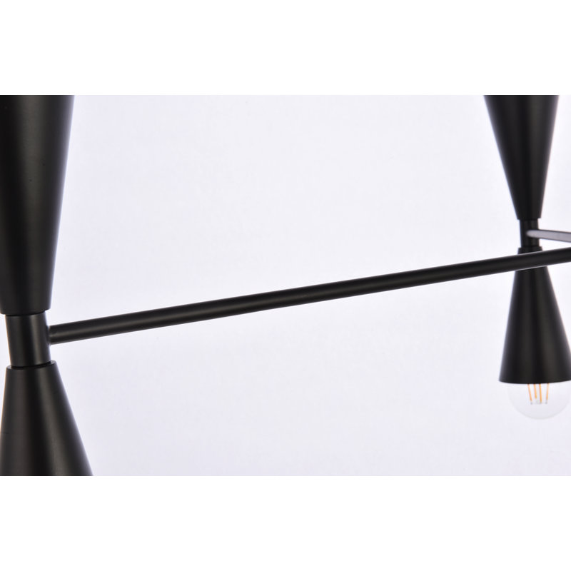 Aube 6 - Light Dimmable Modern Linear Chandelier, Black