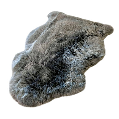 1 Pelt Genuine Sheepskin Rug 2X3 Ft(Grey)