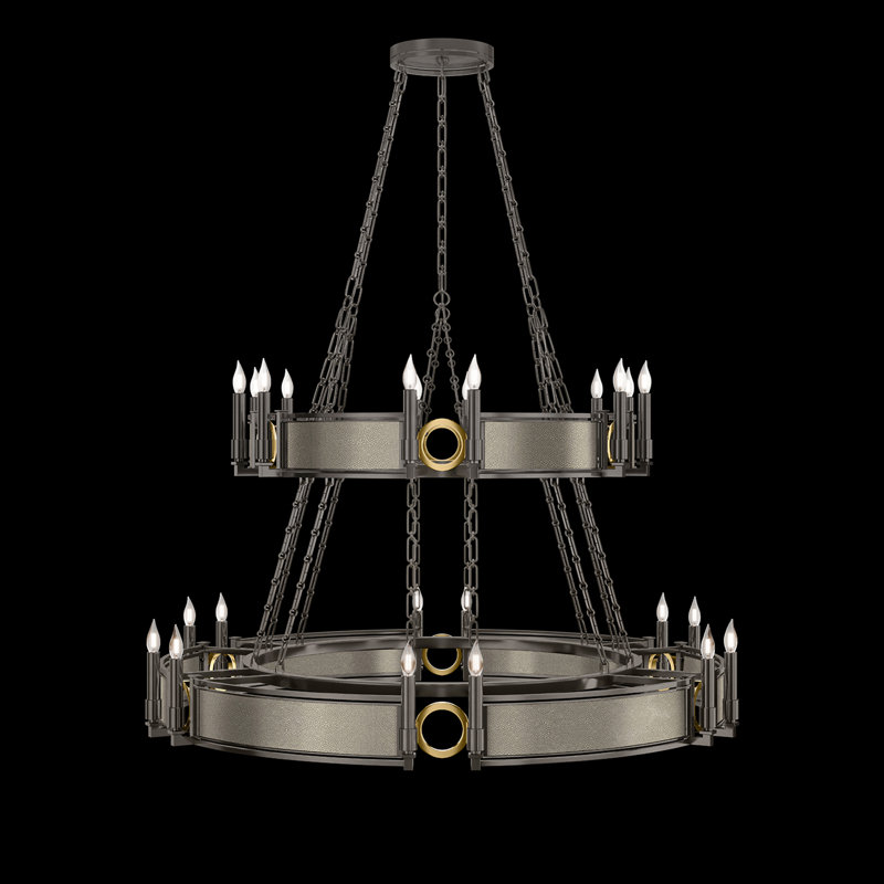 Mirage 24 - Light Chandelier, Coco/Brass/Midnight Steel