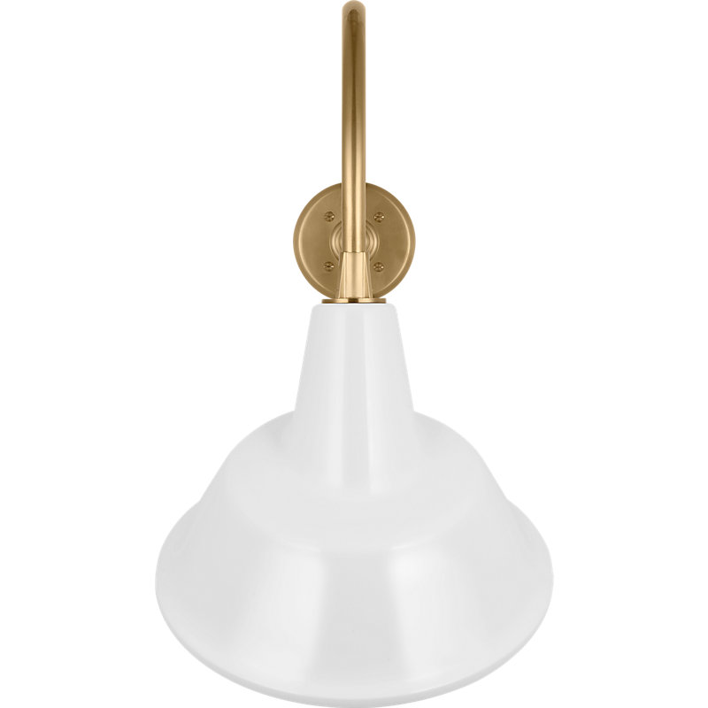 Thomas O'Brien 1 - Light Outdoor Barn Light, Hand-Rubbed Antique Brass, 22" H x 12.5" W x 26.25" D, White