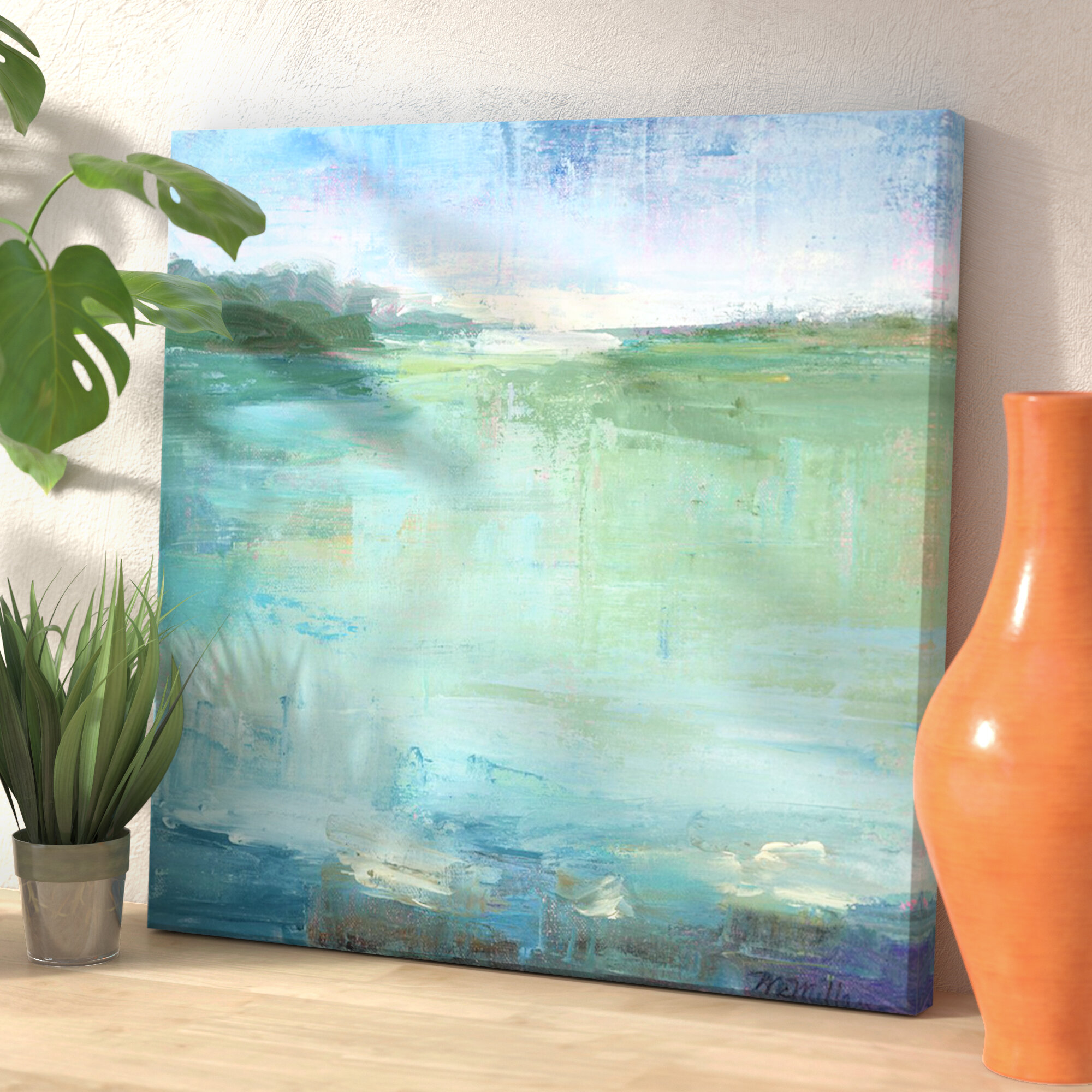 Beachcrest Home Watery On Canvas by Leslie Owens & Reviews | Wayfair