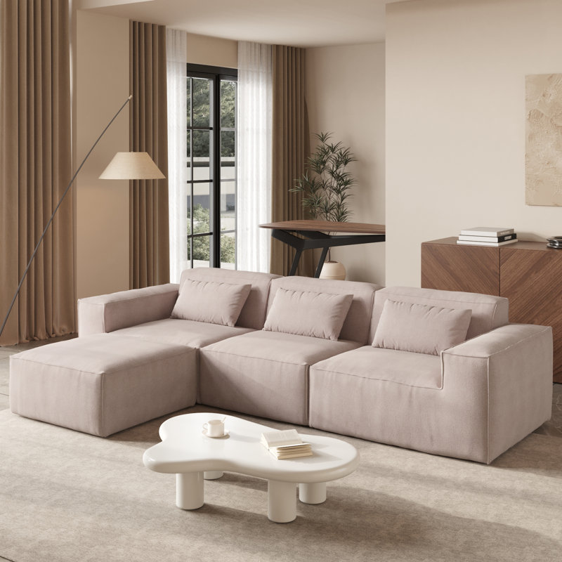 Ensemble modulaire 4 pièces avec repose-pieds 4 pièces, Khaki Cloud Velvet