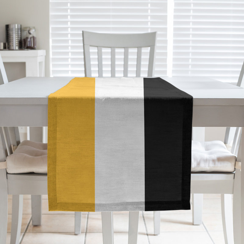 Los Angeles LA Basketball Table Runner, 90" L x 16" W, Gold/White/Black, Poly Twill