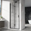Porte de douche pivotante 32 po x 72 po, 1/4 po (6 mm), finition noire, installation réversible, pivot pivotant à 180 po, charnières pliantes à deux plis, poignée résistante à l'eau, s'adapte à différentes salles de bain