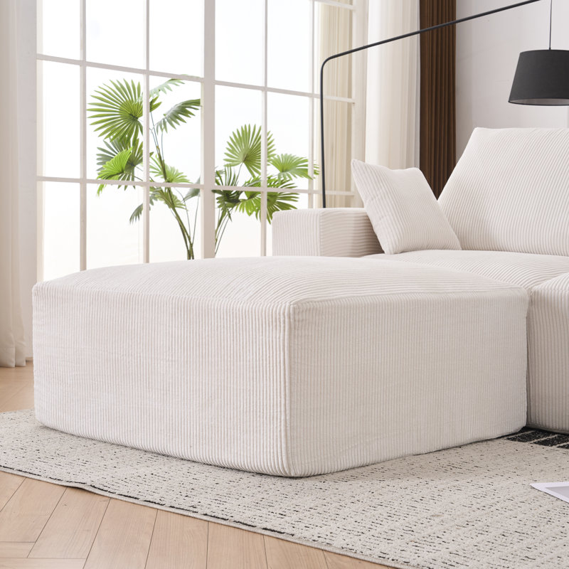 Repose-pieds Stonecroft, Velours côtelé beige
