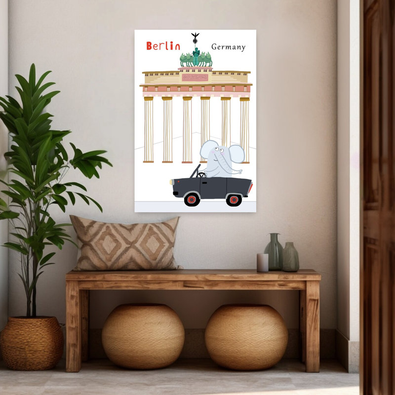 Affiche murale abstraite contemporaine représentant un éléphant sur Berlin Drive, H 48 po x l 32 po