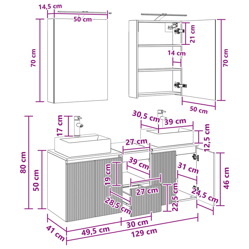 Vanity & Mirror Set, Light Wood