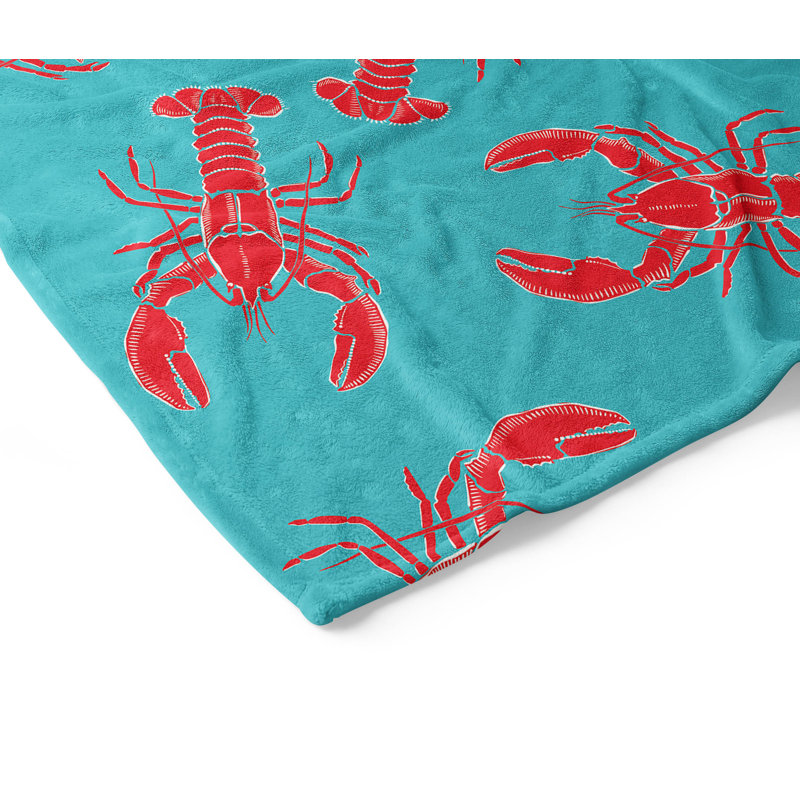 Couverture en velours de velours couleur homard Lobster, L 80 po x l 60 po, Bleu sarcelle clair