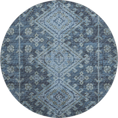 Premium Machine Washable Driessen AMF73 Blue Rug