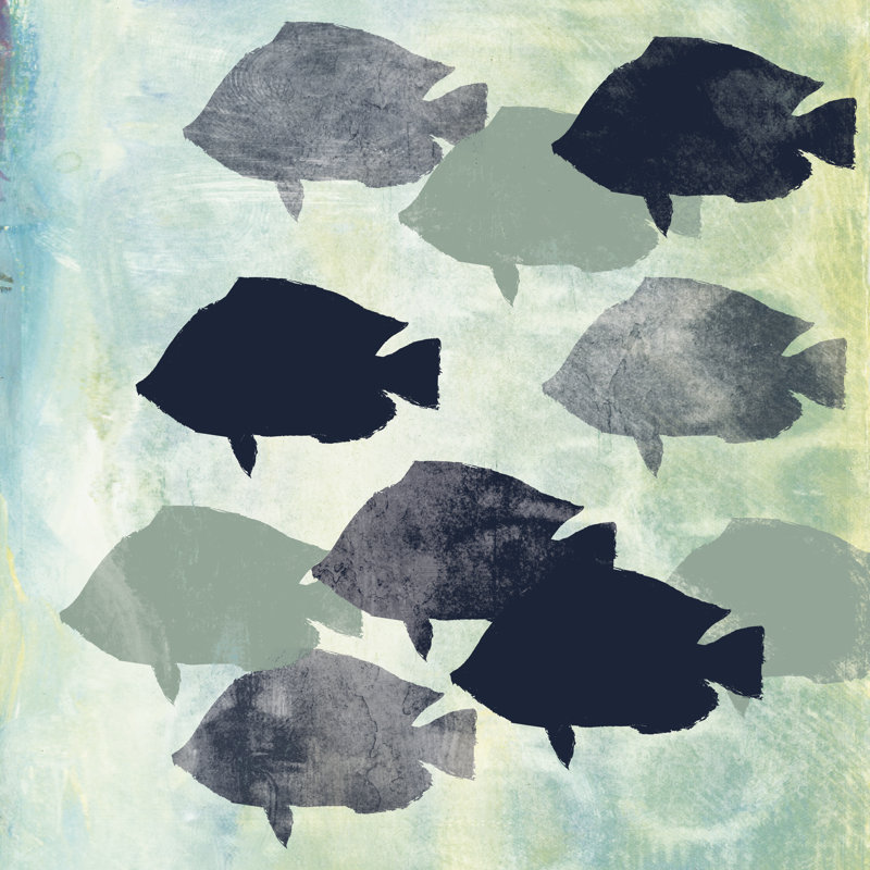 Fish Party - Wrapped Canvas Print, 30cm H x 30cm W 