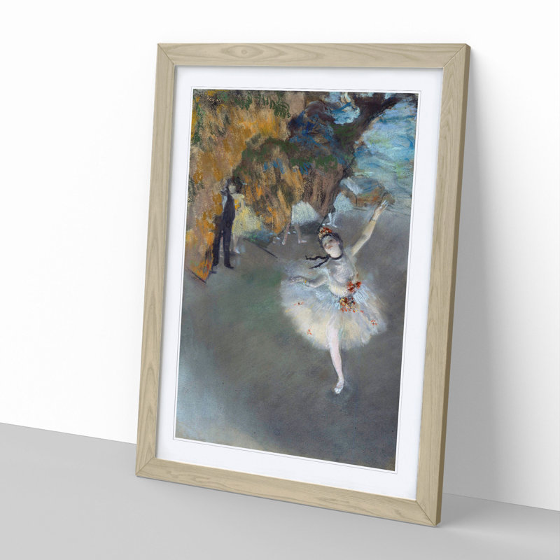 The Star Ballet Ballerina Dancer by Edgar Degas - Picture Frame Painting, 90cm H x 65cm W x 2cm D, Oak Framed
