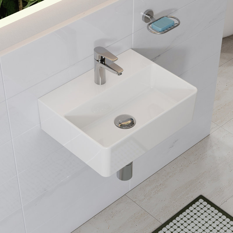 Belfry Bathroom 390mm L x 300mm W White Ceramic Rectangular Sink with Overflow