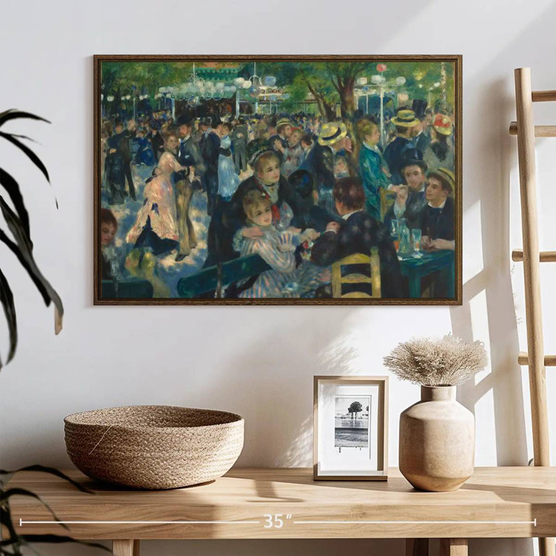 Danse au Moulin de La Galette, 25 po x 17 po, Cadre flottant noyer