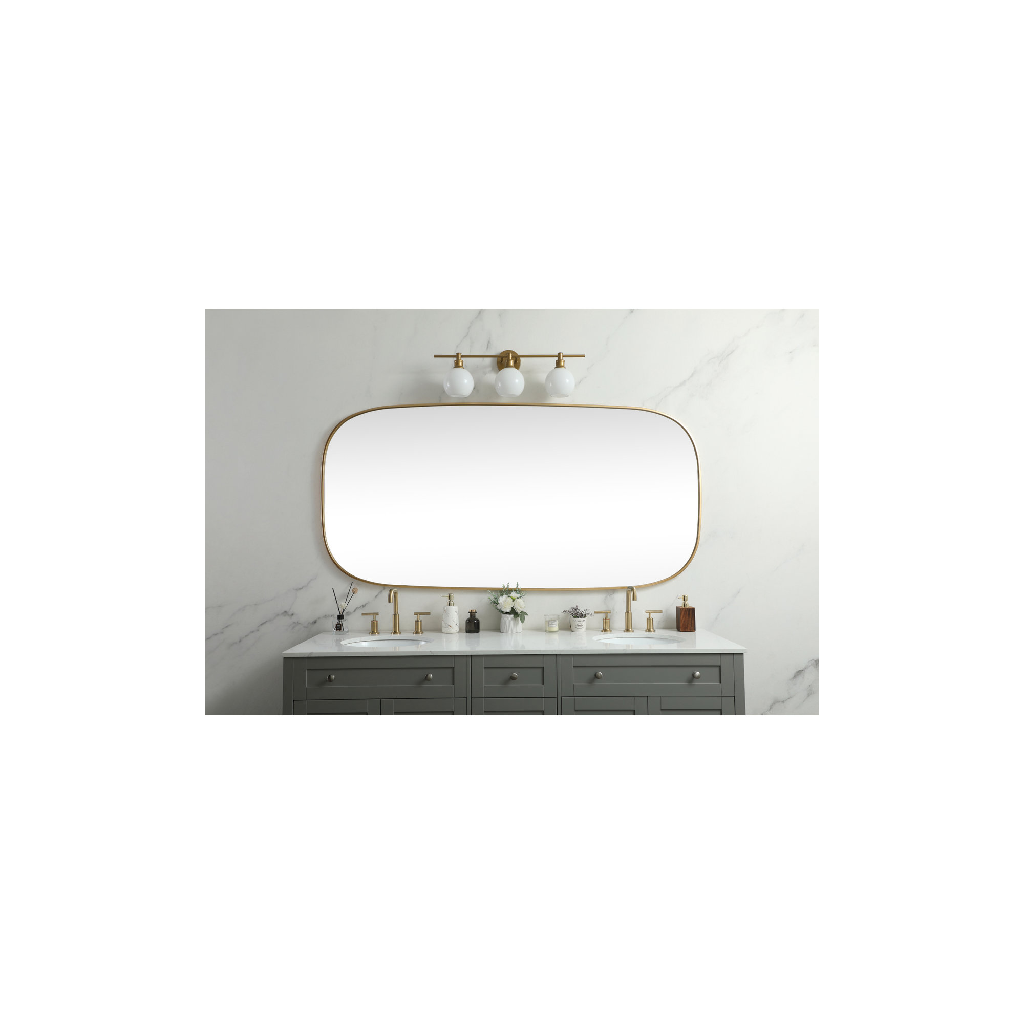 Bertin Metal Oval Wall Mirror, Brass, 60"  x 24" 