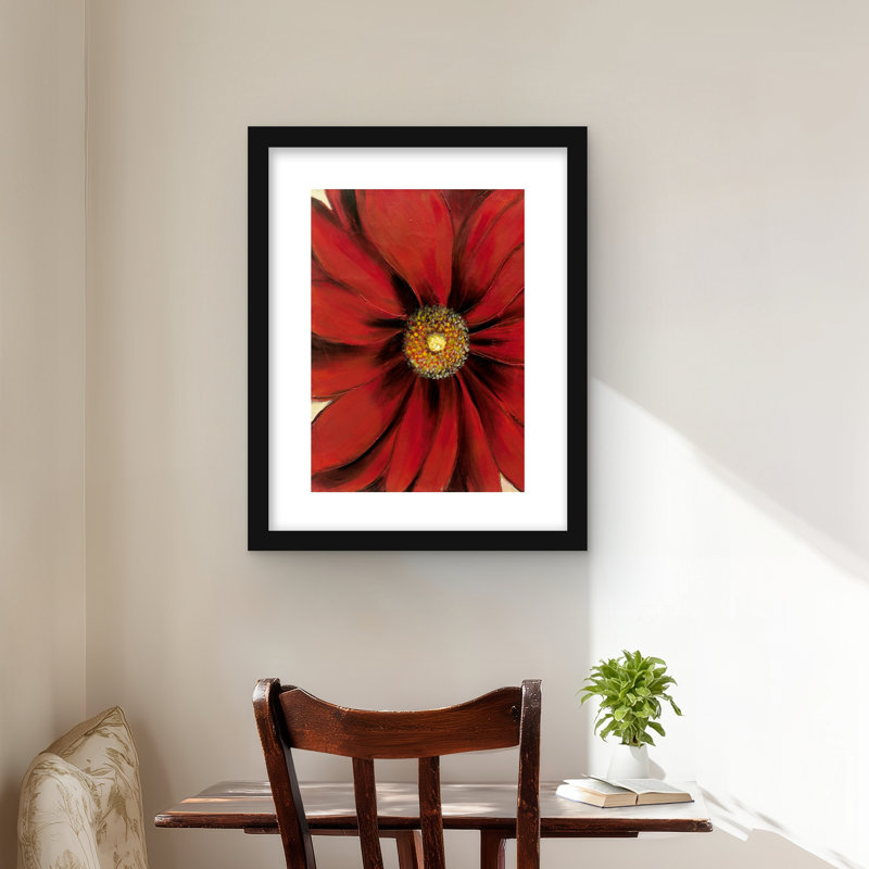 Red Daisy - imprimé floral mat pour bureau, H 20 po x l 16 po, Noir