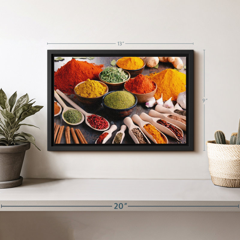 «Assortiment d'herbes et d'épices, reproduction sur toile», H 9 po x l 13 po