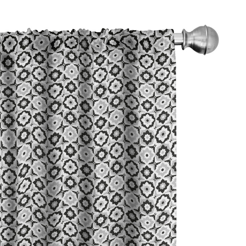 Quatrefoil Geometric Semi-Sheer Rod Pocket Sliding Panel, 28" x 63"