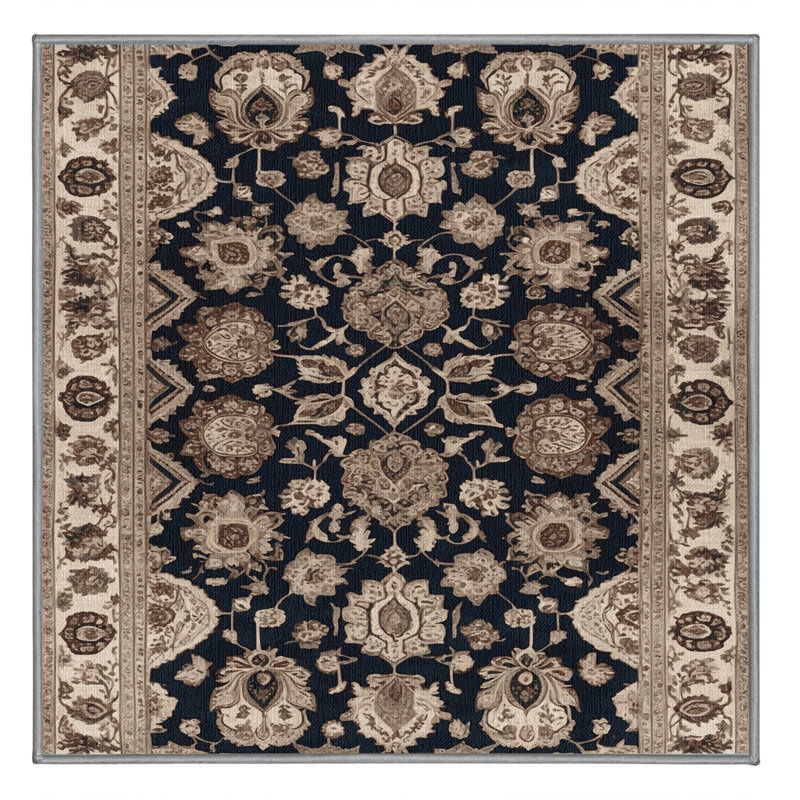 Tapis persan gris lavable à la machine, Carré 5 pi