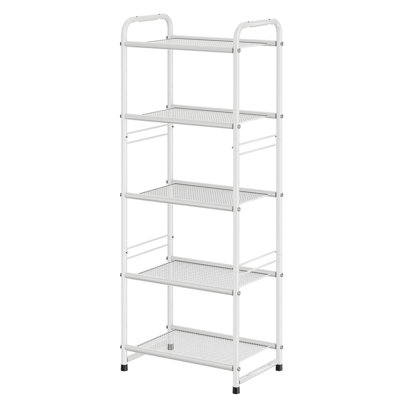 Étagère de rangement à 5 niveaux, étagère en métal pour garde-manger, blanc