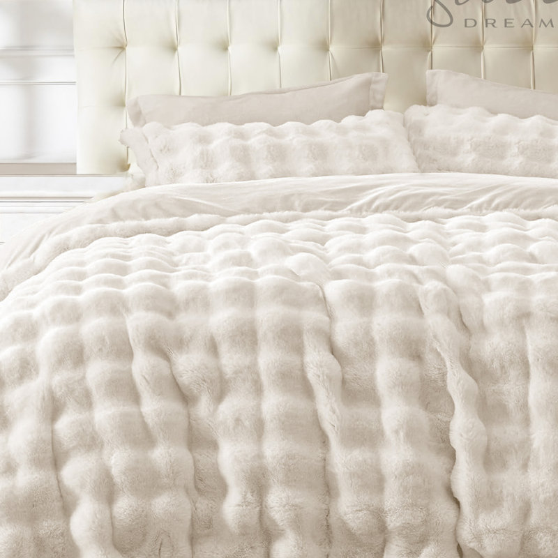 Luxury Thermal Supersoft Faux Fur Duvet Set, King , Cream