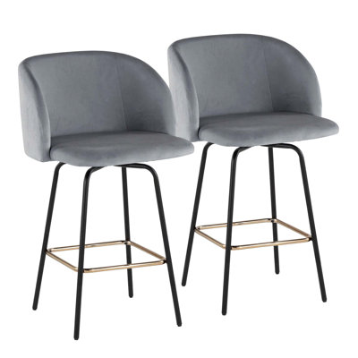 Fixed-Height Swivel Bar Stool Set with Elegant Upholstery and Footrest