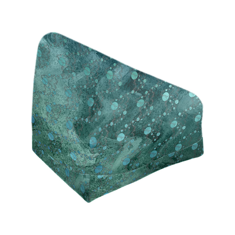 Fauteuil sac de pois Leffel, H 38 po x l 42 po x P 29 po, Pouf fauteuil, Vert / Bleu