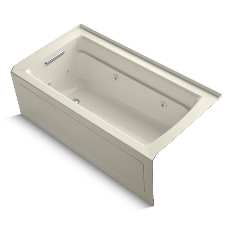 Archer Alcove 60" x 32" Whirpool Bathtub, Almond, Left