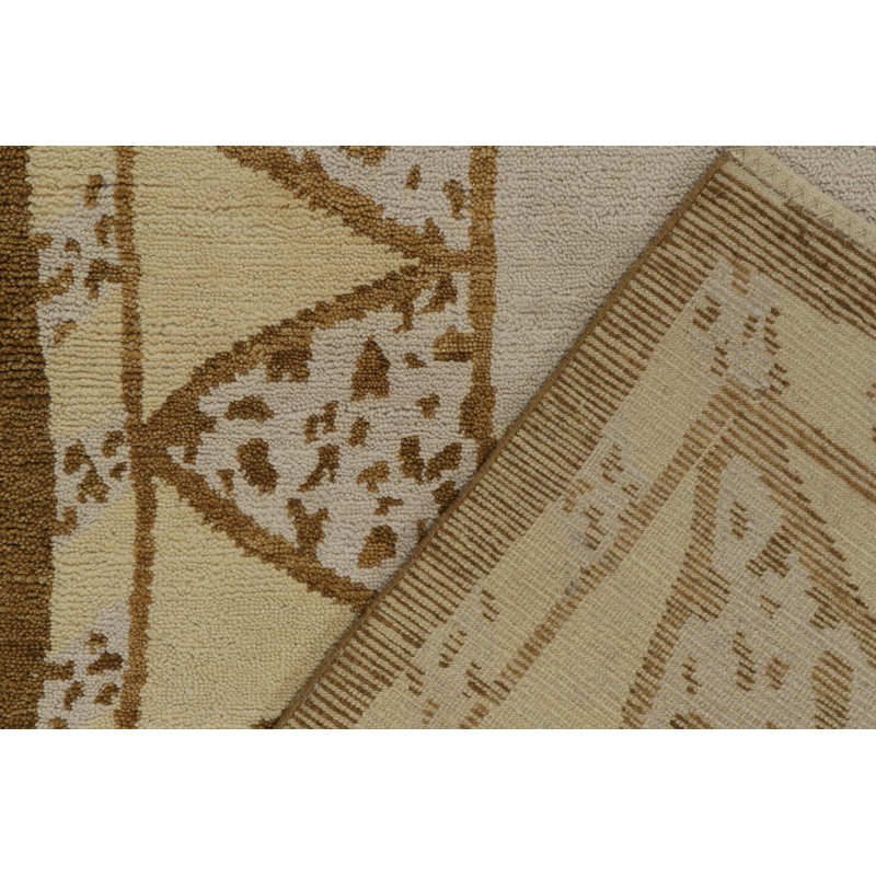 Art Deco Hand Knotted Wool Geometric Area Rug, Rectangle 10' x 14'