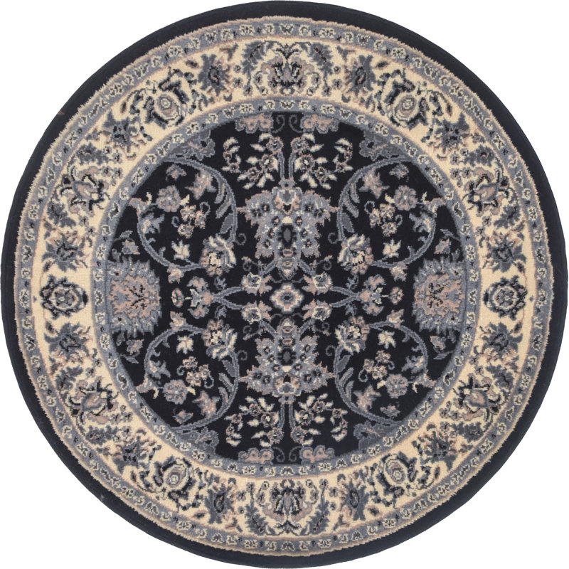 Tapis bourgogne Bhatari, Rond 4 pi 1 po, Black