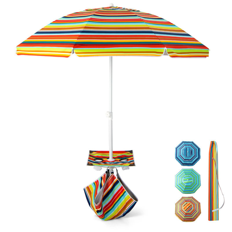 Arletha 176cm Beach Parasol, Red/Yellow/Blue