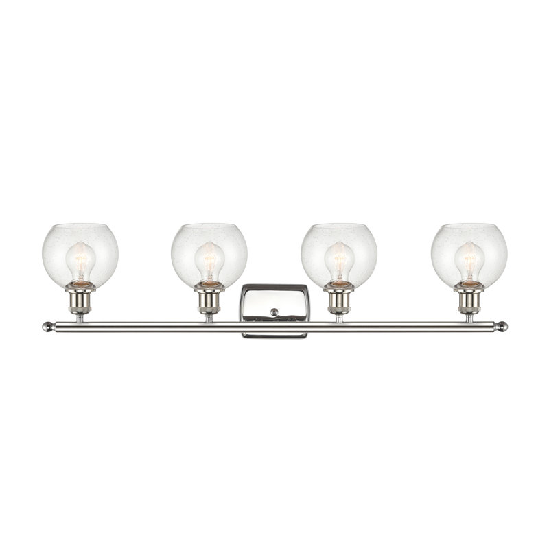 Éclairage pour salle de bain 4 lumières en laiton antique Cindi, Ampoule non incluse, Nickel poli