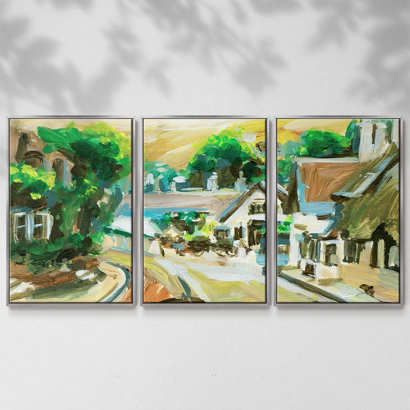Spring Village II, 3 pièces, Argent, H 40 po x l 78 po x P 2 po