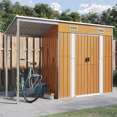 Broghin Garden Shed with Extended Roof Outdoor Tool Shed Storage Shed Steel