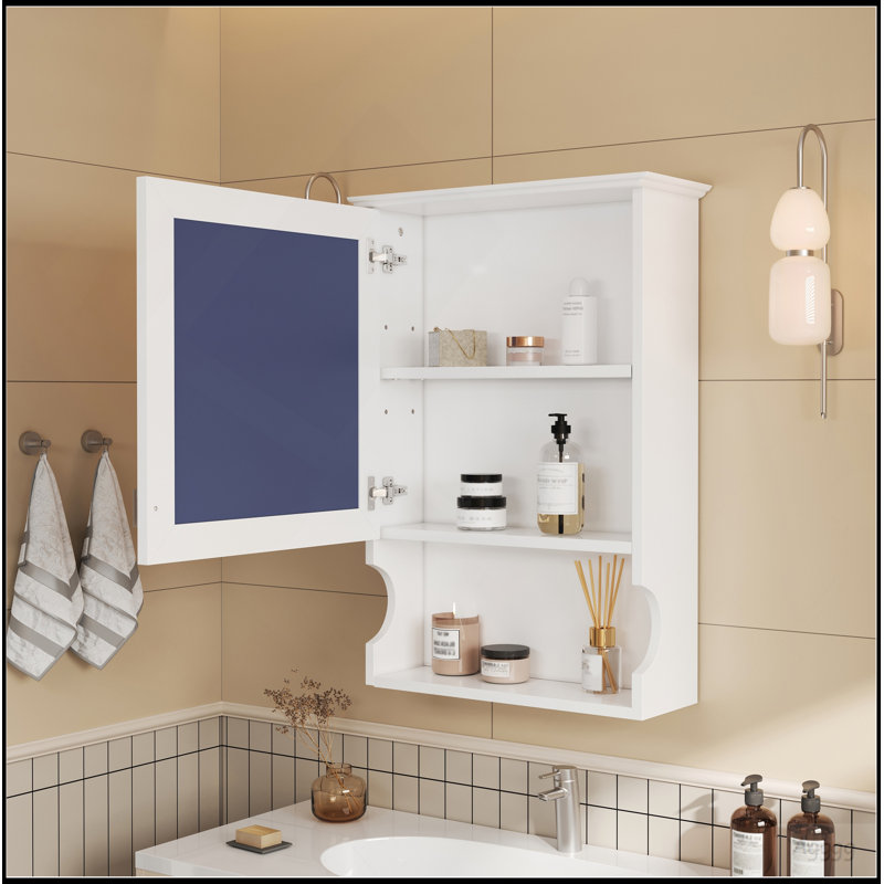 20'' Wall Mounted Bathroom Storage Cabinet With Mirror, Wall Mounted Home Storage With Door, Mirrored Wall Medicine Cabinet