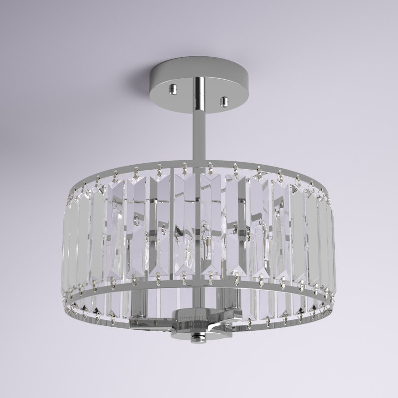 Plafonnier semi-encastré 3 lumières 12 po Abbey, Chrome