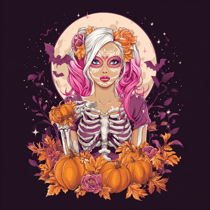 «Midnight Sugar Skull», art mural sur toile tendue, H 30 po x l 30 po