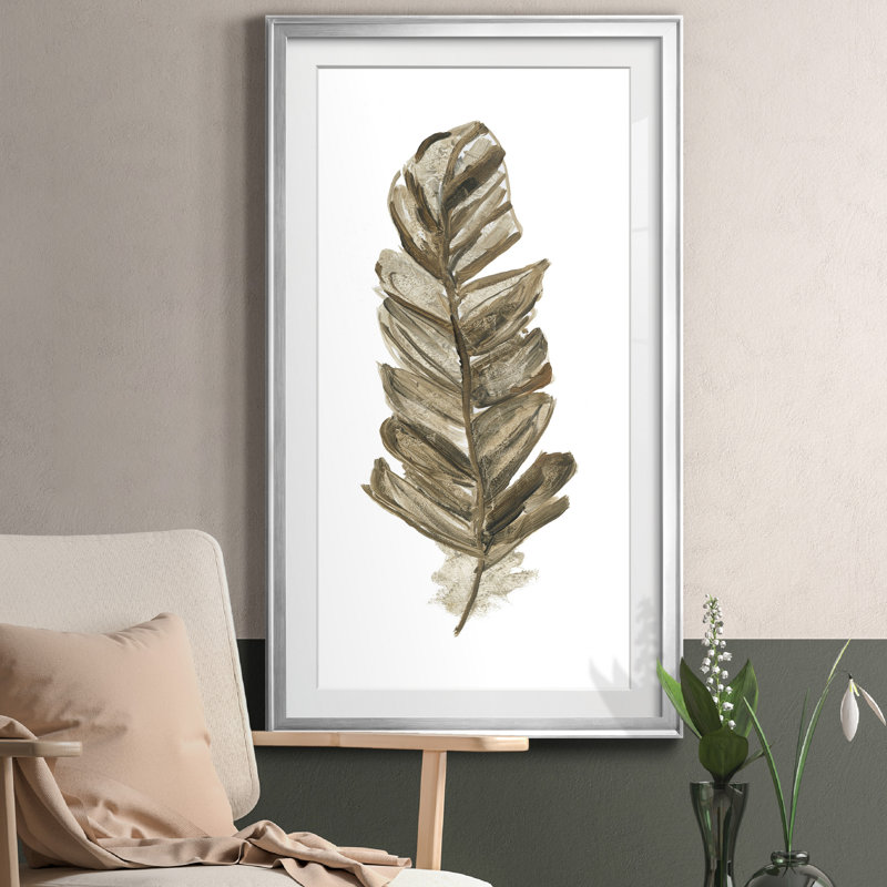 Soft Feather III - impression encadrée sur papier, H 14,5 po x l 26,5 po x P 1,5 po, Papier argenté