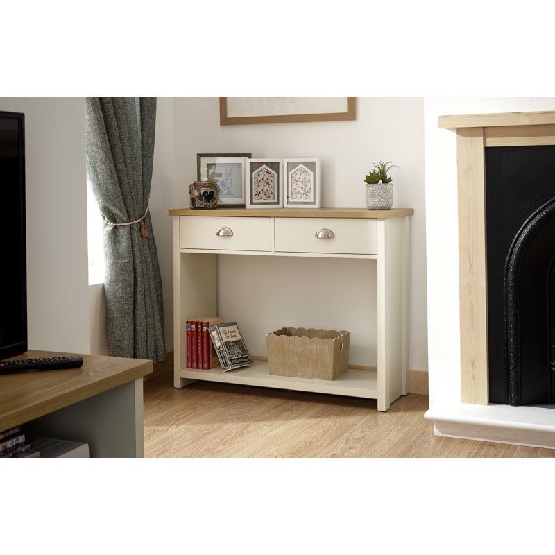 Kerry 97cm Console Table, Cream, Oak