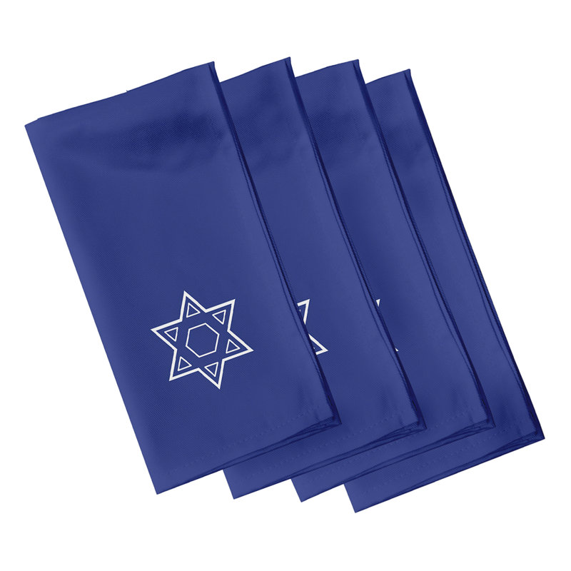 Ensemble de serviettes 4 pièces Star of David, L 18 po x L 18 po, Bleu