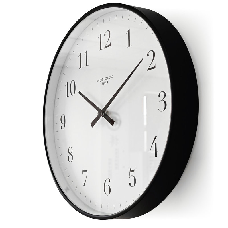 12" Black Wall Clock, Black