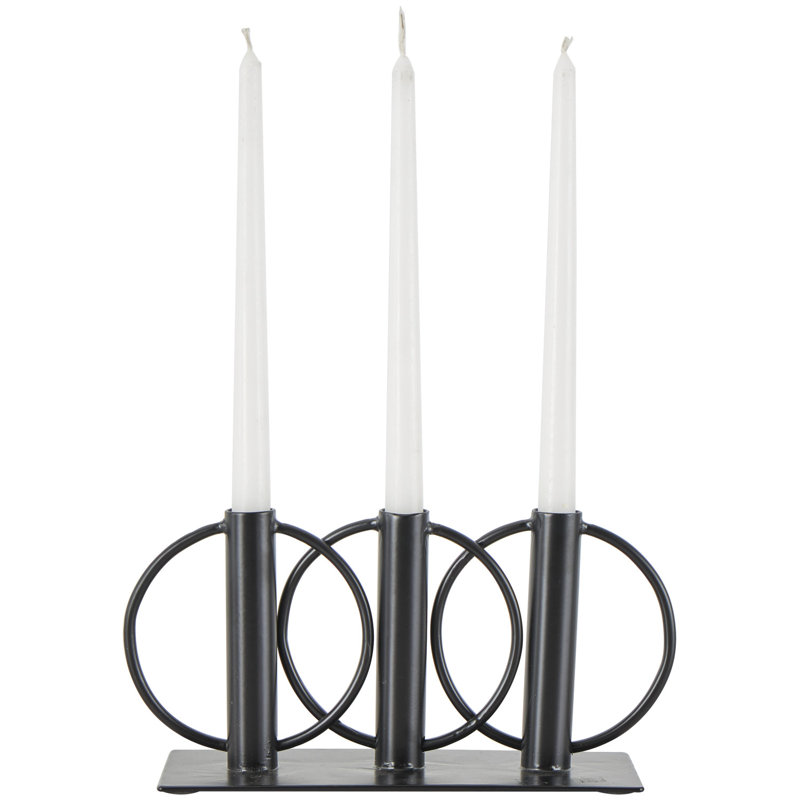 Candélabre de table en aluminium H 5,4 po, Noir