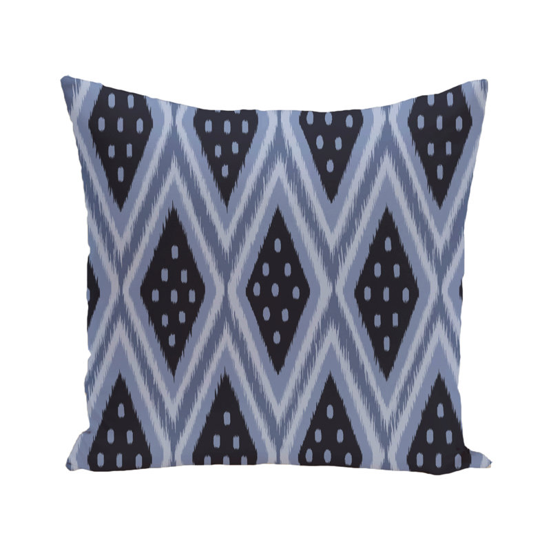 Ikat Diamond Dot Outdoor Reversible Throw Pillow, Herb Green, 16"x16"