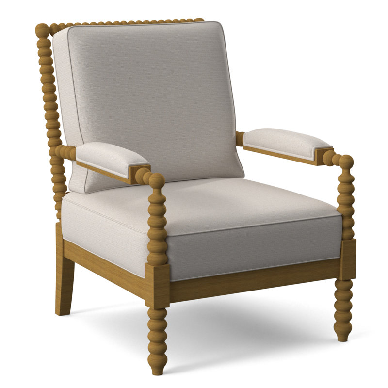 Jamilla Armchair, White Textured Performance; 0865-91, Honey Finish