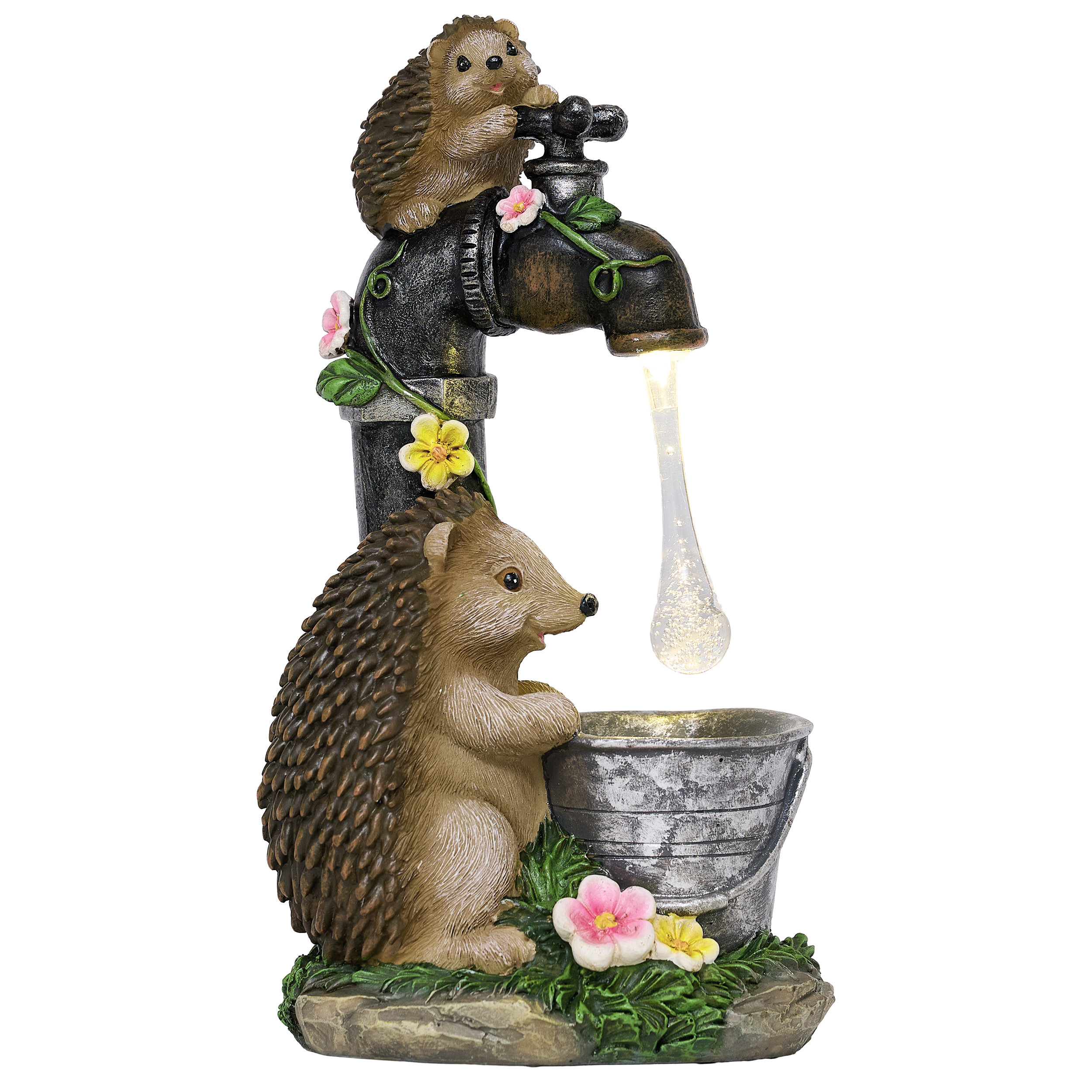 TERESA'S COLLECTIONS Garden Ornaments Outdoor, Lovely Hedgehog And Mushroom With Solar Lights, Waterproof Resin Hedgehog Ornaments, Hedgehogs Gifts, Birthday Gifts For Mum, Indoor Outdoor 17.5CM